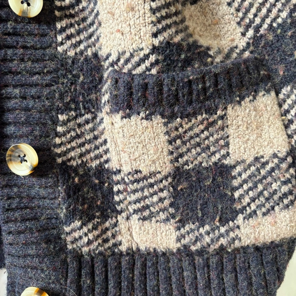 NWOT Madewell Plaid-Mix Colburne Cardigan Sweater Coziest Textured Yarn SZ XS - Picture 8 of 12